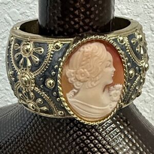 Cameo Statement Cuff Bracelet AMEDEO NYC HANDCARVED ITALIAN CAMEO